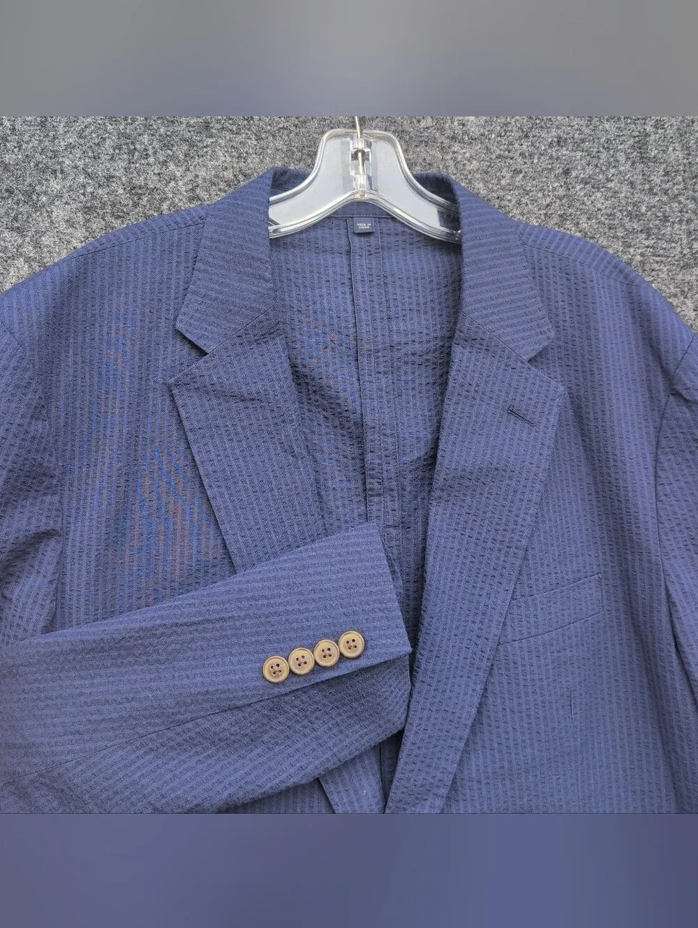 J Crew Thompson Jacket 44R Blue Seersucker Unstructured Unlined Dinner Blazer